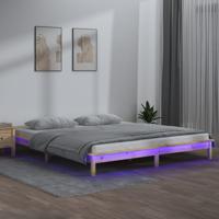 Bedframe LED massief hout 140x200 cm