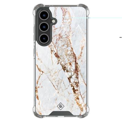 Samsung Galaxy S24 FE shockproof hoesje - Marmer goud