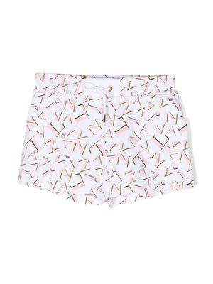 Lanvin Enfant short à logo imprimé - Blanc