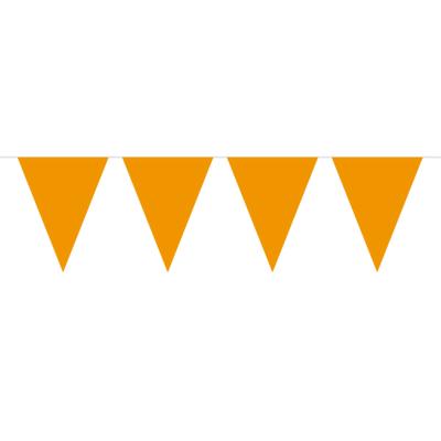 Vlaggenlijn met Feestvlaggetjes in XL formaat - oranje - 10 meter - plastic - versiering