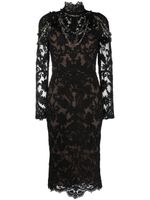 Marchesa robe mi-longue à ornements en cristal - Noir