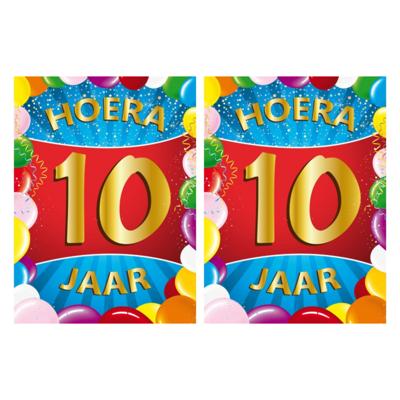 Verjaardag deurposter - 2x - 10 jaar - multi - 59 x 84 cm - leeftijd feestartikelen Verjaardag deurposter - 2x - 10 jaar - multi - 59 x 84 cm - leeftijd feestartikelen