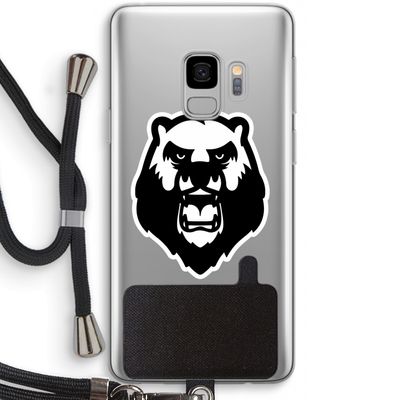 Angry Bear (white): Samsung Galaxy S9 Transparant Hoesje met koord