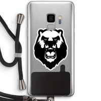 Angry Bear (white): Samsung Galaxy S9 Transparant Hoesje met koord