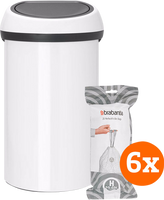 Brabantia Touch Bin 60 Liter White + Vuilniszakken (120 stuks) - thumbnail