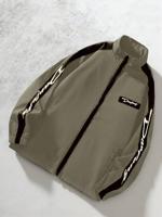 Bon&Bon Men's Colorblock Letter Print Windbreaker Jacket | White Mocha Brown / L