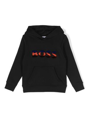 BOSS Kidswear hoodie en coton à logo embossé - Noir
