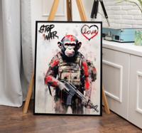 Soldaat aap kunstposter