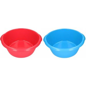 2x Camping afwasbak rood/blauw 25L 50 cm - Afwasbak