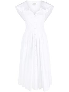 Alexander McQueen robe-chemise évasée en coton - Blanc