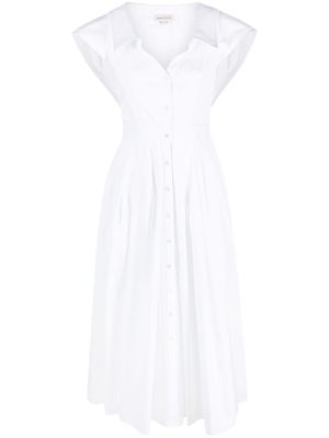 Alexander McQueen robe-chemise évasée en coton - Blanc