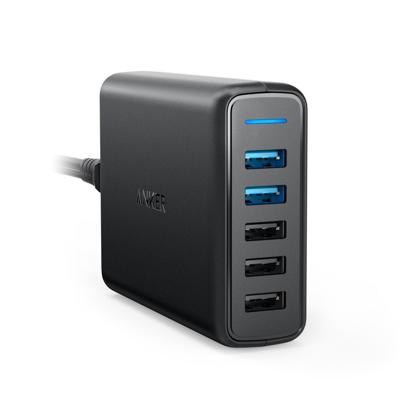 Anker POWERPORT SPEED 5 2X QC 3.0 USB Hub Zwart Anker POWERPORT SPEED 5 2X QC 3.0 USB Hub Zwart