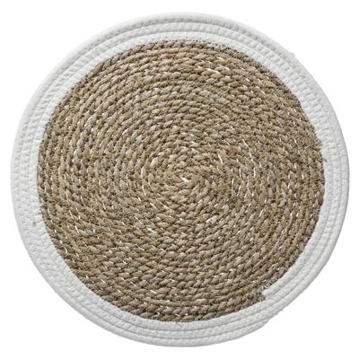 Secret de Gourmet Tafel Placemat - zeegras naturel/wit - rond - 39 cm - Onderleggers
