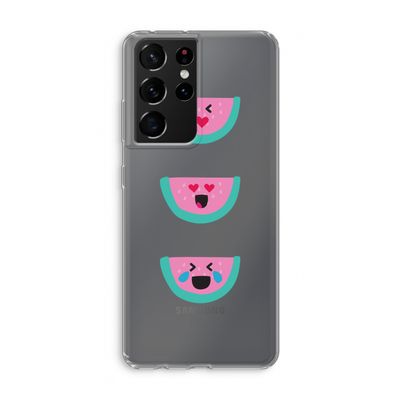 Smiley watermeloen: Samsung Galaxy S21 Ultra Transparant Hoesje