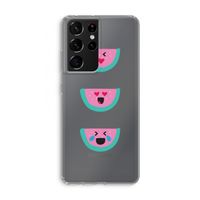 Smiley watermeloen: Samsung Galaxy S21 Ultra Transparant Hoesje