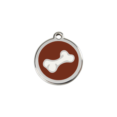 Comic Bone Brown roestvrijstalen hondenpenning small/klein dia. 2 cm - Reddingo