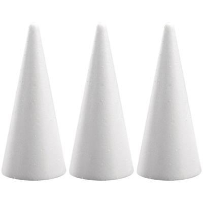 Piepschuim kegel - 3x - wit - H21 cm - styropor vormen - Hobby/diy - knutselmateriaal