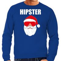 Foute Kerst sweater / Kerst outfit Hipster Santa blauw voor heren - thumbnail