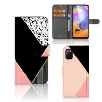 Samsung Galaxy A31 | Book Case | Zwart Roze Vormen