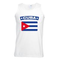Singlet shirt/ tanktop Cubaanse vlag wit heren