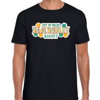 Hawaii shirt zomer t-shirt zwart met groene letters voor heren - thumbnail