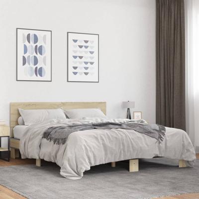 Bedframe bewerkt hout metaal sonoma eikenkleurig 160x200 cm