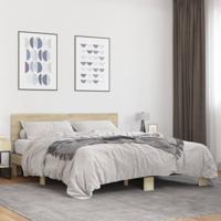 Bedframe bewerkt hout metaal sonoma eikenkleurig 160x200 cm