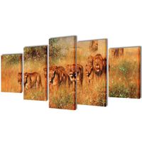 Canvas muurdruk set leeuw 100 x 50 cm - thumbnail