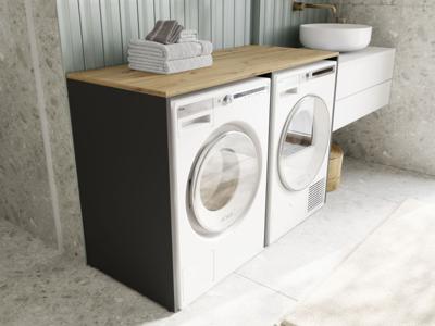 Wasmachinekast DORLOTE 2 machines antraciet/artisan eik