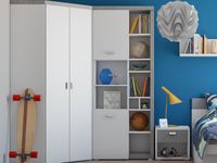 Boekenkast BOA 2 deuren 10 vakken wit/colorado beton - thumbnail