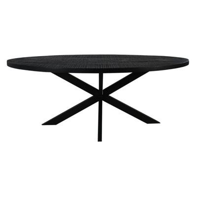 Ovale eettafel Melbourne - 180x100x76- Zwart - Mangohout/ijzer