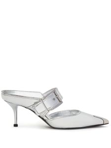 Alexander McQueen mules métallisées à boucle - Argent