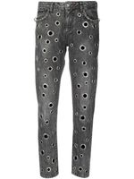 Philipp Plein jean boyfriend à détails de bagues - Gris