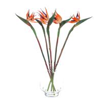 Kunstbloem Strelitzia/paradijsvogelplant? - 5x - 58 cm - losse steel - kunst zijdebloem - thumbnail