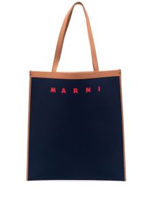 Marni sac cabas à logo en intarsia - Bleu