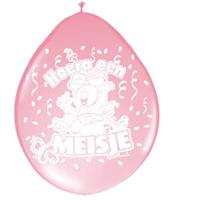 Basic Ballonnen hoera een meisje, 8st.