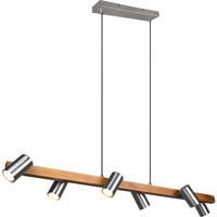 LED Hanglamp 6-Lichts Rond Aluminium - Mat Bruin/Nikkel - GU10 Fitting