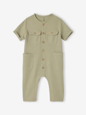 Jumpsuit met honingraatmotief baby saliegroen