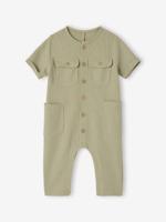 Jumpsuit met honingraatmotief baby saliegroen