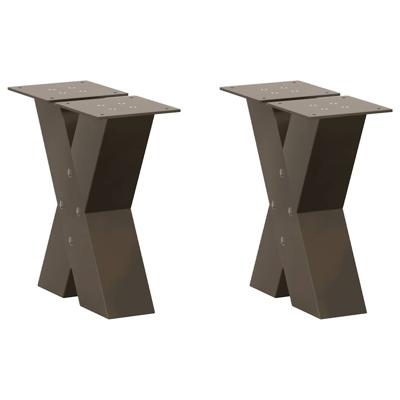 Salontafelpoten 2 st X-vormig 30x(30-31) cm staal naturel