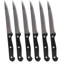 Urban Living Steakmessen/vleesmessen - 6x stuks - RVS - zwart/zilver - 22 cm Urban Living Steakmessen/vleesmessen - 6x stuks - RVS - zwart/zilver - 22 cm