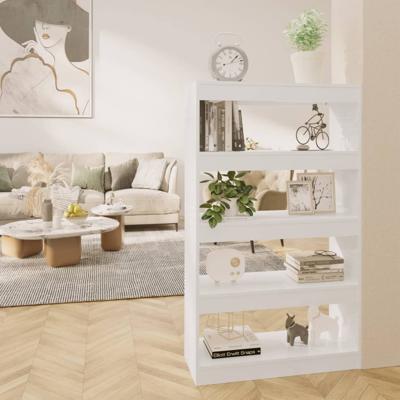 Boekenkast/kamerscherm 80x30x135 cm bewerkt hout hoogglans wit
