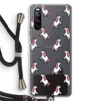 Eenhoorns overal: Sony Sony Xperia 10 III Transparant Hoesje met koord
