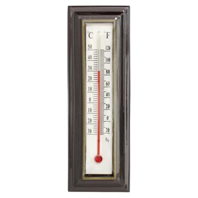 Gerimport Thermometer - kunststof - 16 x 5 cm - bruin - tot 50 graden Celsius