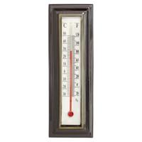 Gerimport Thermometer - kunststof - 16 x 5 cm - bruin - tot 50 graden Celsius