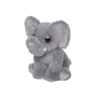 Pluche knuffel olifant - grijs - 13 cm - Savanne knuffeldieren