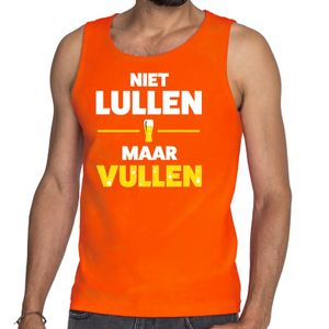 Niet Lullen maar Vullen tekst tanktop / mouwloos shirt oranje he