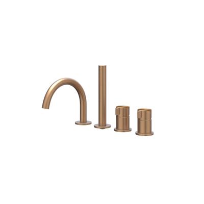 Badrandcombinatie IVY Tribe 4-gats Mengkraan Met Uittrekbare Handdouche Draaibare Uitloop RVS316 Geborsteld Mat Koper PVD