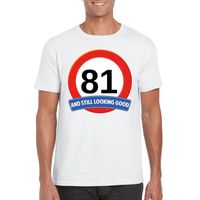 Verkeersbord 81 jaar t-shirt wit heren - thumbnail