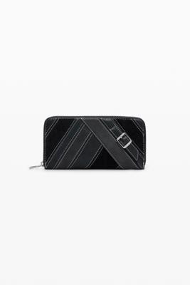 Grote portemonnee met decoratieve riemen - BLACK - U